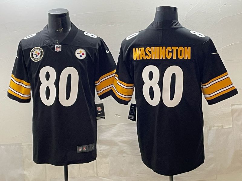 Men 2026 Pittsburgh Steelers #80 Washington Black Nike Limited NFL Jersey 03